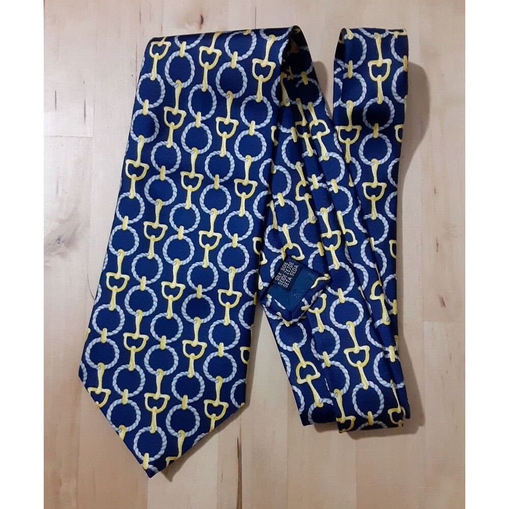 NWT Silk Tie Blue With Horse Bit Pattern Jonelle Made in Engalnd